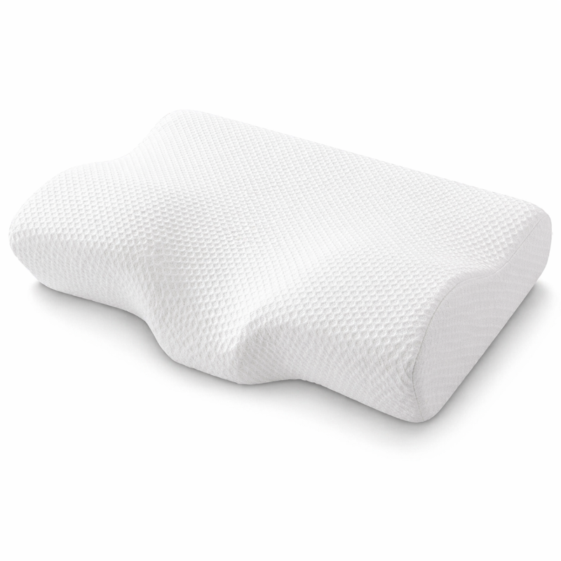 White ergonomic pillow on a white background