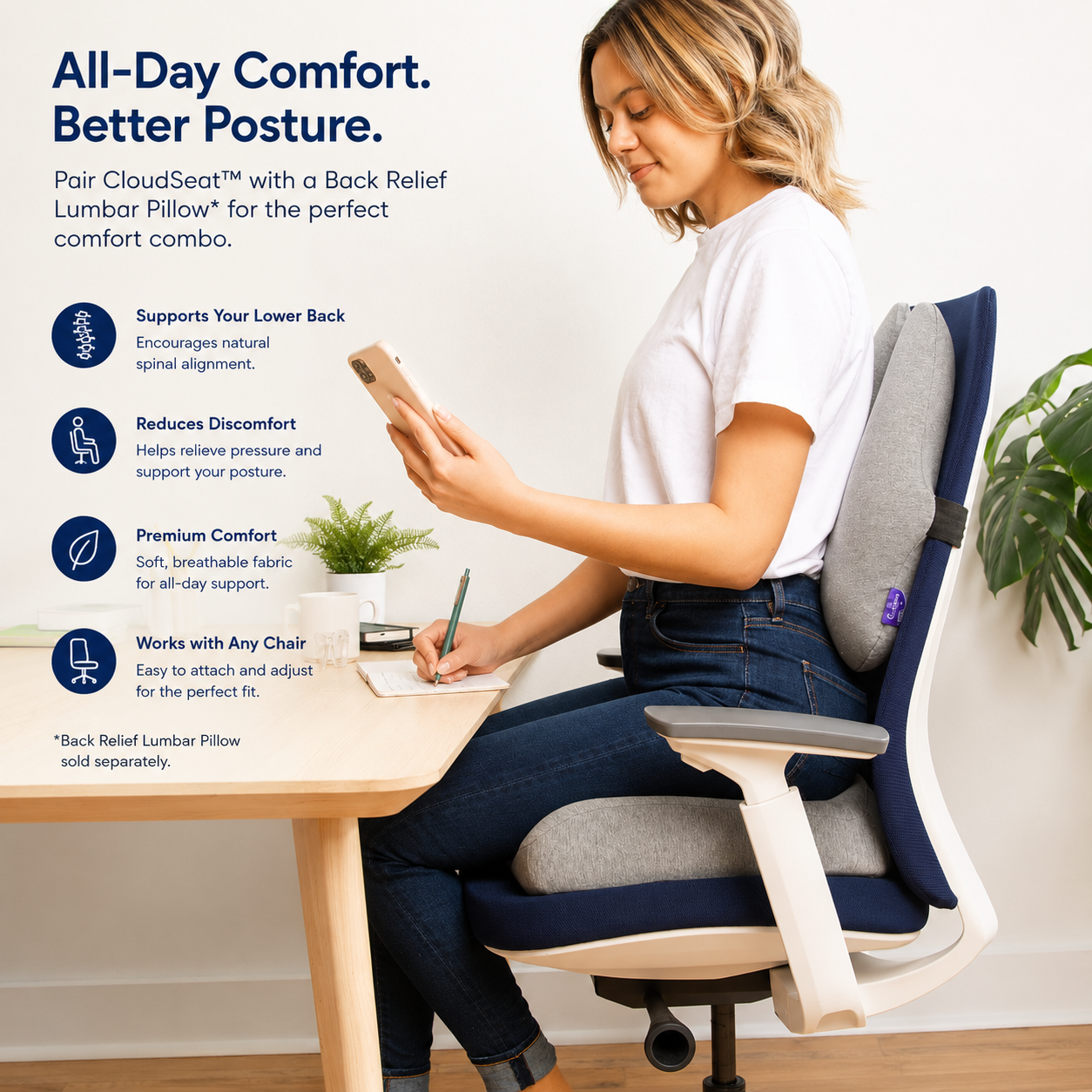 CloudSeat™ | Ergonomic Memory Foam Seat Cushion