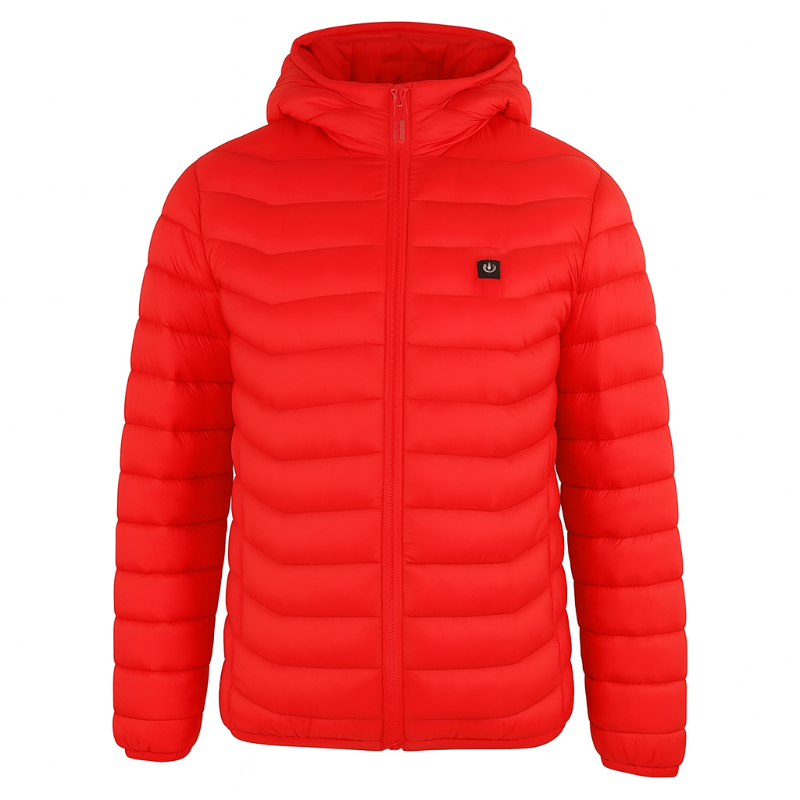 Red heated jacket on a white background