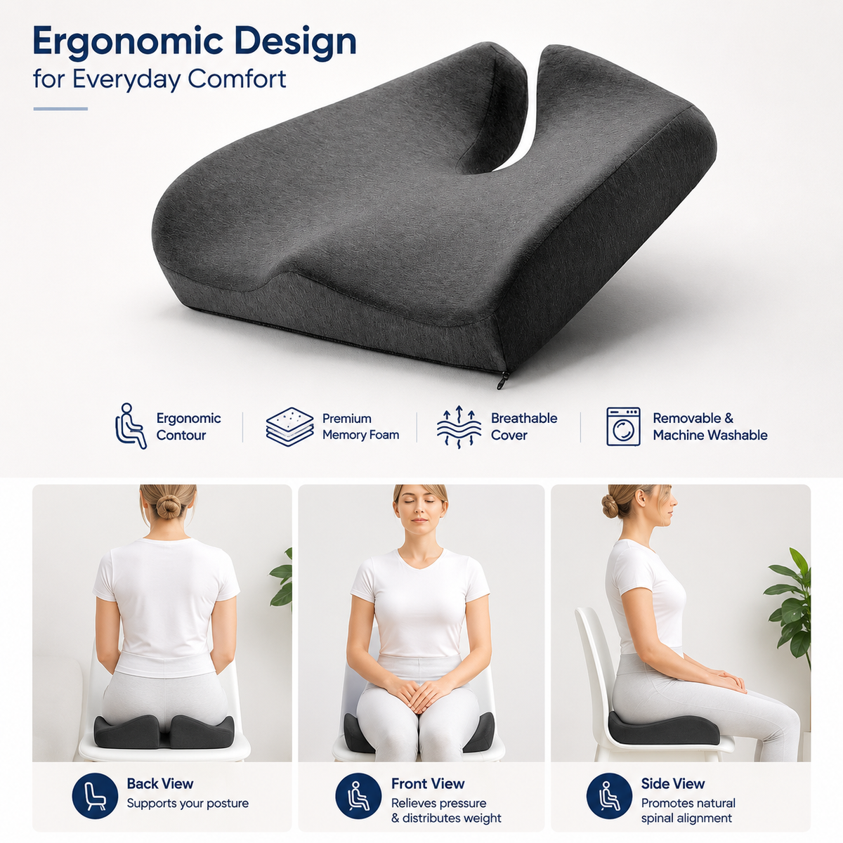 CloudSeat™ | Ergonomic Memory Foam Seat Cushion